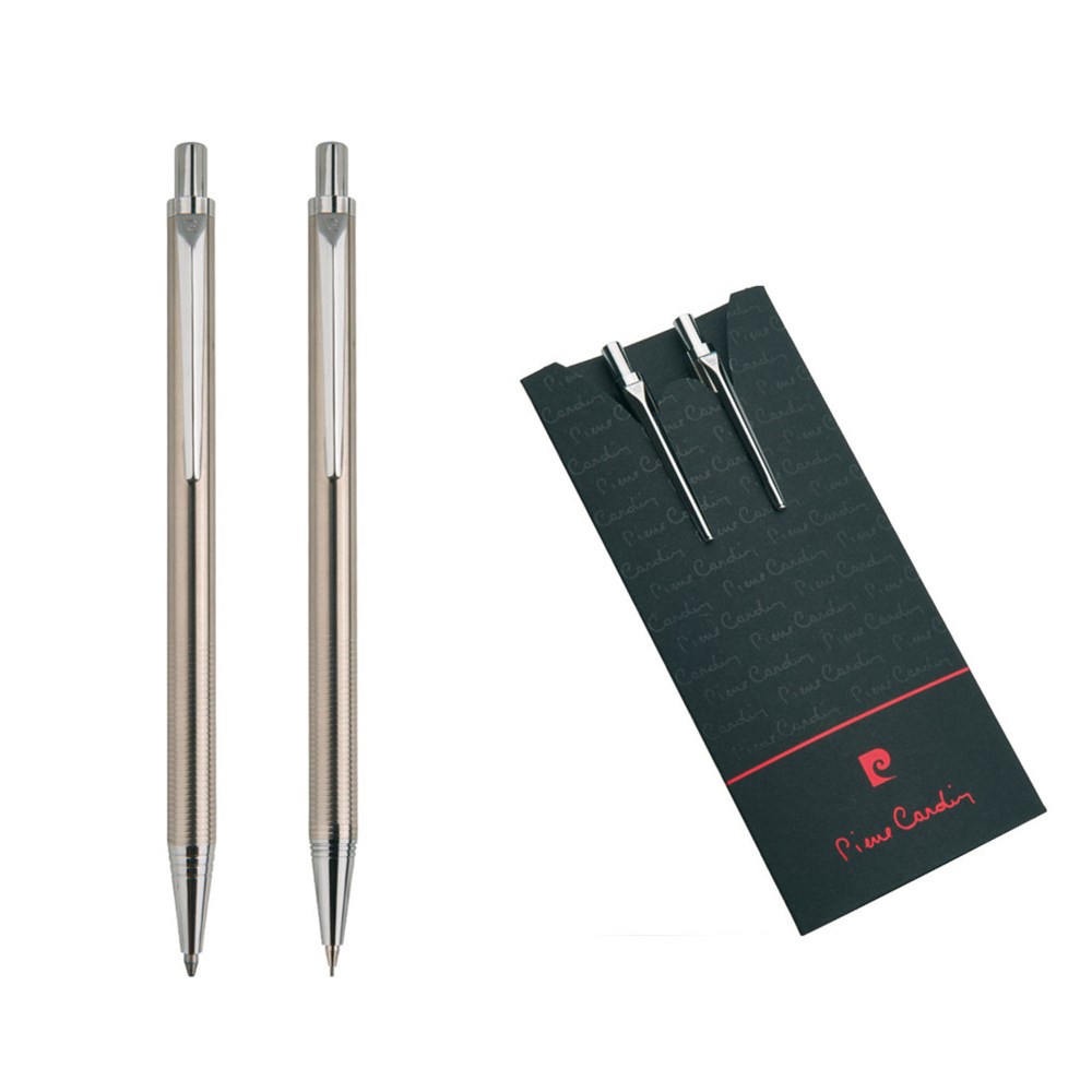 Pierre Cardin® AMOUR Set aus Drehkugelschreiber und Druckbleistift, silber